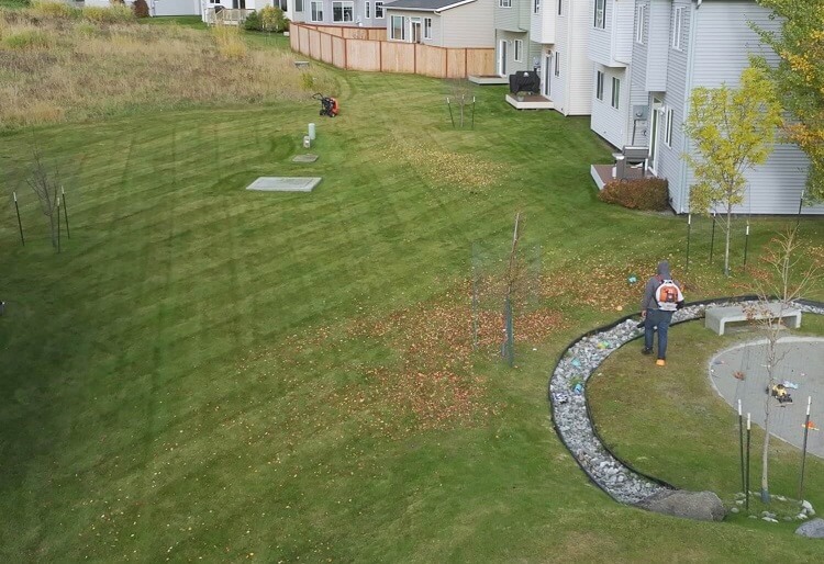 Anchorage Lawn Service Professional lawn striping and grounds maintenance for a residential HOA townhouse community in Anchorage, Alaska.